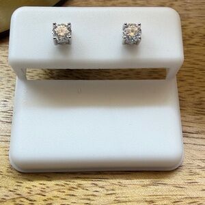 .44ctw 4MM Moissanite & Silver Stud Earrings